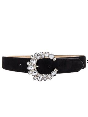 Lovers and friends hoyt suede belt Crystal-Embellished Black